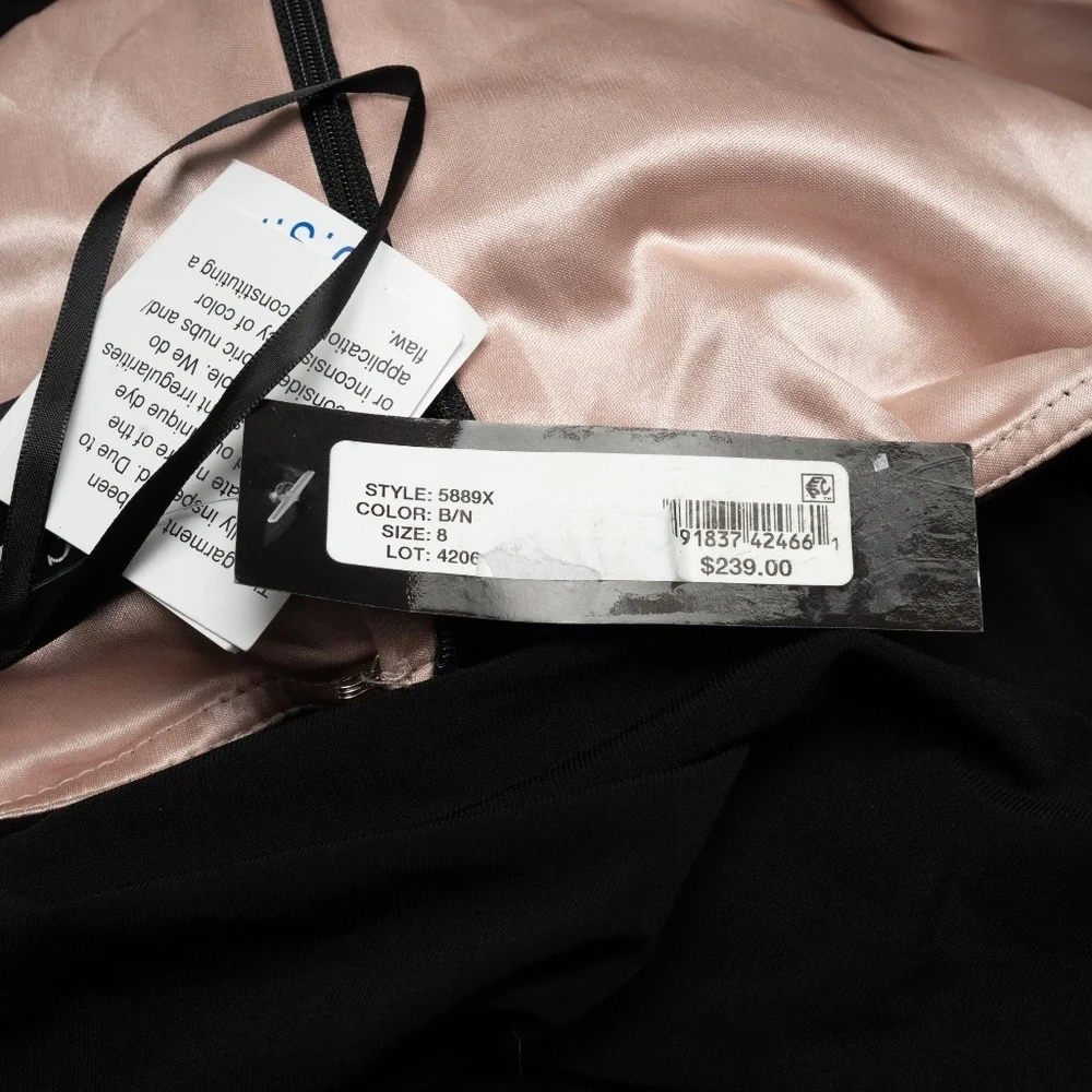 Xscape - Long Sleeve Stretchy V-neck Ruffle Dress - Picture 5 of 14